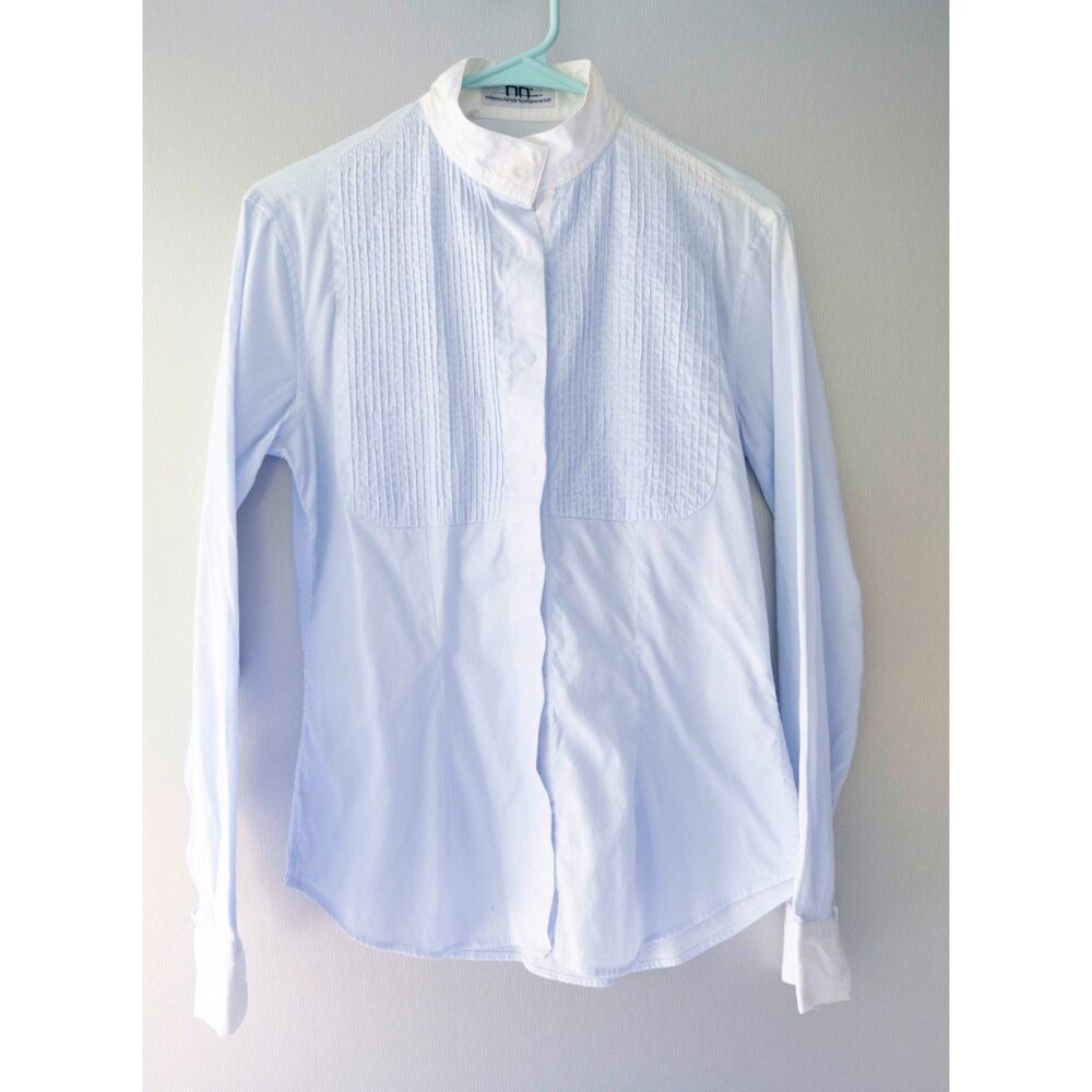 Alessandro Albanese Women's Light Blue White Deauville Ruffle Shirt Size S